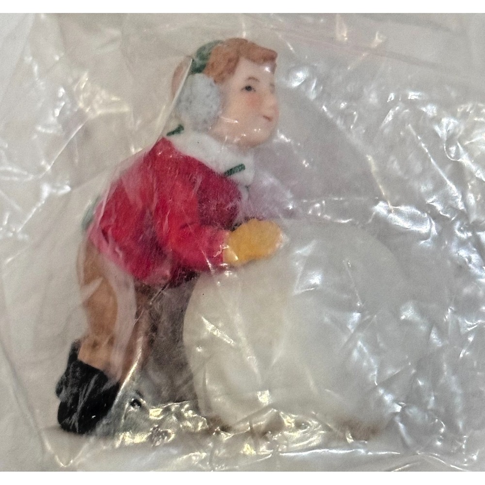 VTG Lefton Colonial Village Figurine Jeffrey Sawyer Boy Snowball 00659 Christmas